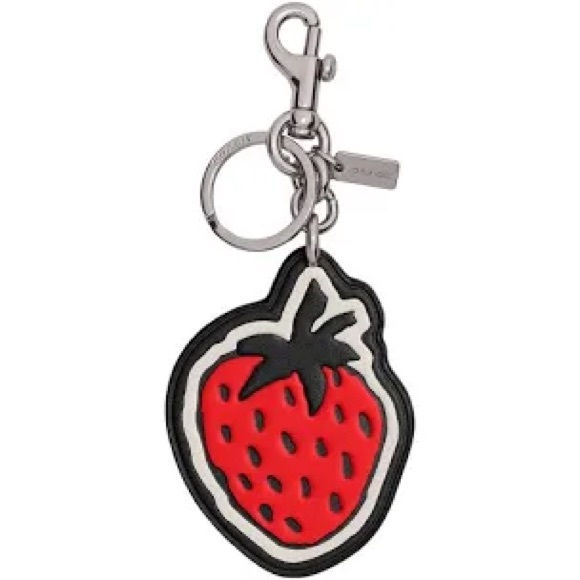 COACH LEATHER STRAWBERRY BAG CHARM NWT - Picture 1 of 2